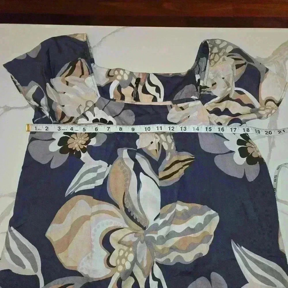 Sud Express 100% Cotton Peasant Floral Tunic Dress Blue Gray Size Large - Picture 4 of 9